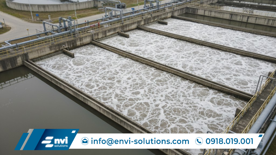 Công nghệ xử lý nước thải AO sử dụng bùn hoạt tính kết hợp quá trình hiếu khí – thiếu khí giúp loại bỏ hiệu quả các chất ô nhiễm hữu cơ.