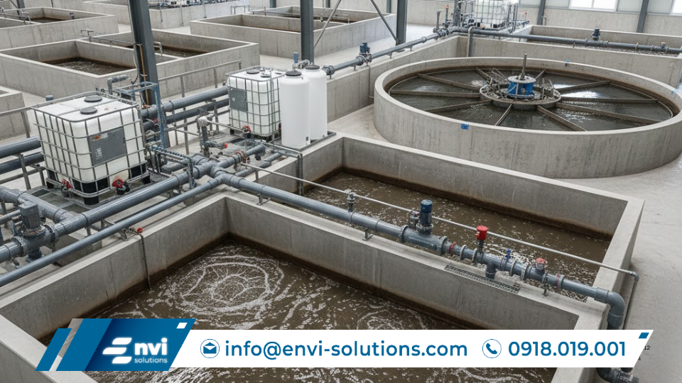 Công nghệ xử lý nước thải hóa lý sử dụng keo tụ, lắng và trung hòa để loại bỏ hiệu quả các tạp chất độc hại trước khi xả thải.