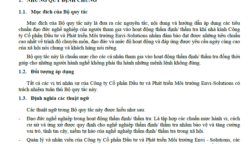 Quy tắc ứng xử và đạo đức nghề nghiệp ENVI R 4.3 F 02 3 6