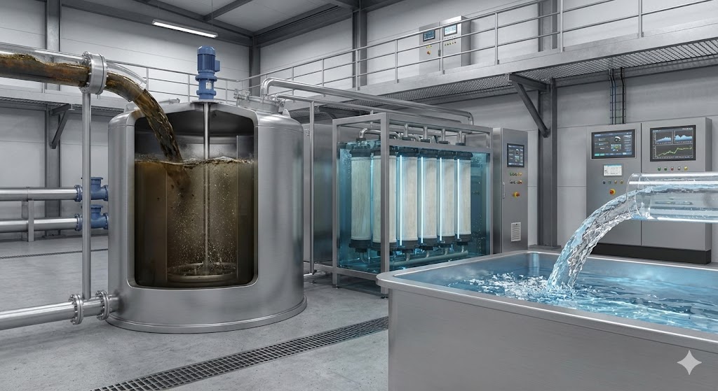 Hệ thống màng lọc MBR xử lý nước rỉ rác, tách bỏ tạp chất độc hại và tạo ra dòng nước sạch sau xử lý.