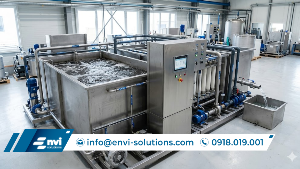 module xử lý nước thải sinh hoạt inox hợp khối cho khu dân cư và nhà hàng.