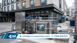 module xử lý nước thải sinh hoạt lắp đặt tại nhà hàng và khu dân cư.