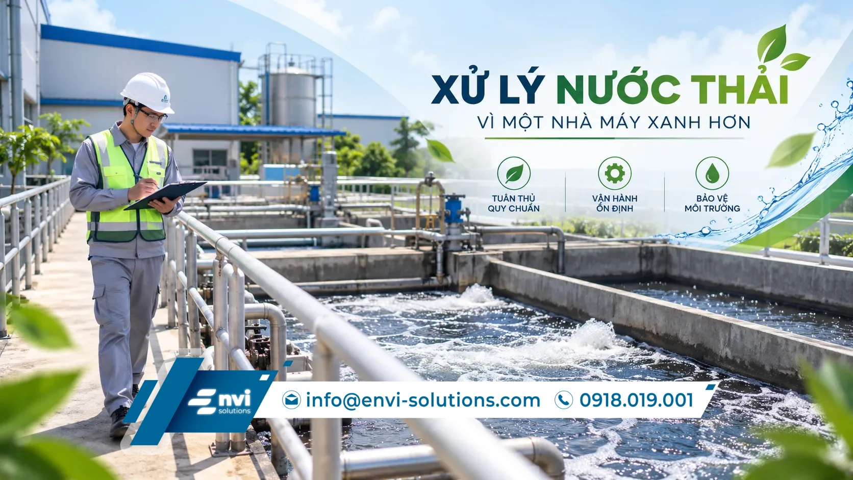 Hệ thống xử lý nước thải sinh hoạt tại nhà máy do Envi Solutions thi công